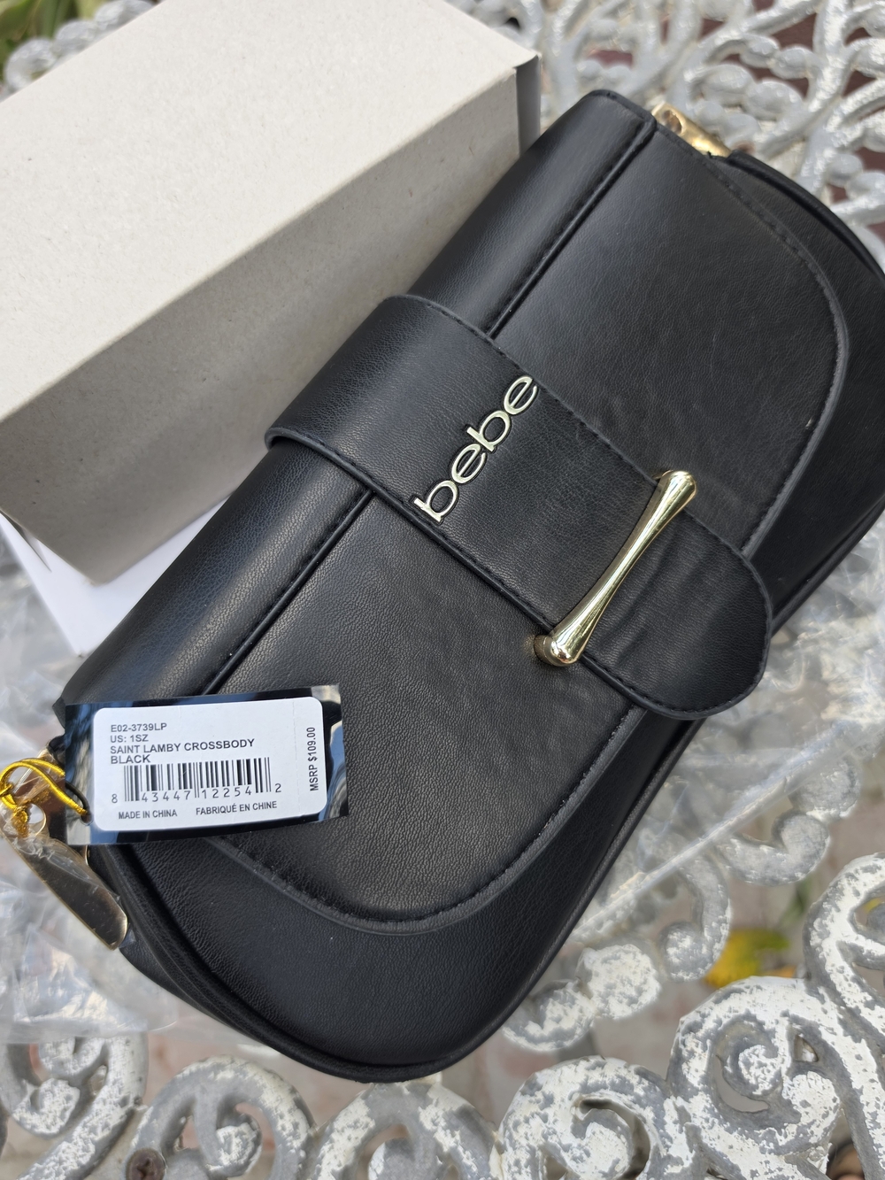 bebe Black Saint Lamby Crossbody Bag